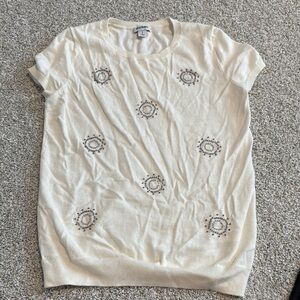 Old Navy White Blouse with Black Embroidery